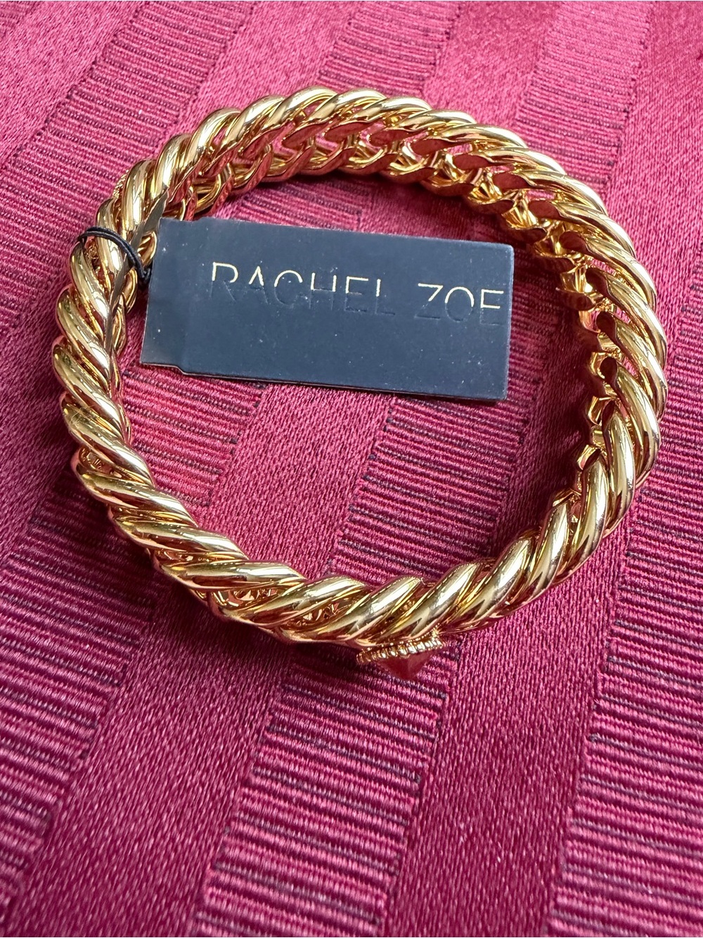 Rachel Zoe Shiny Gold Twisted Rope Bangle Set